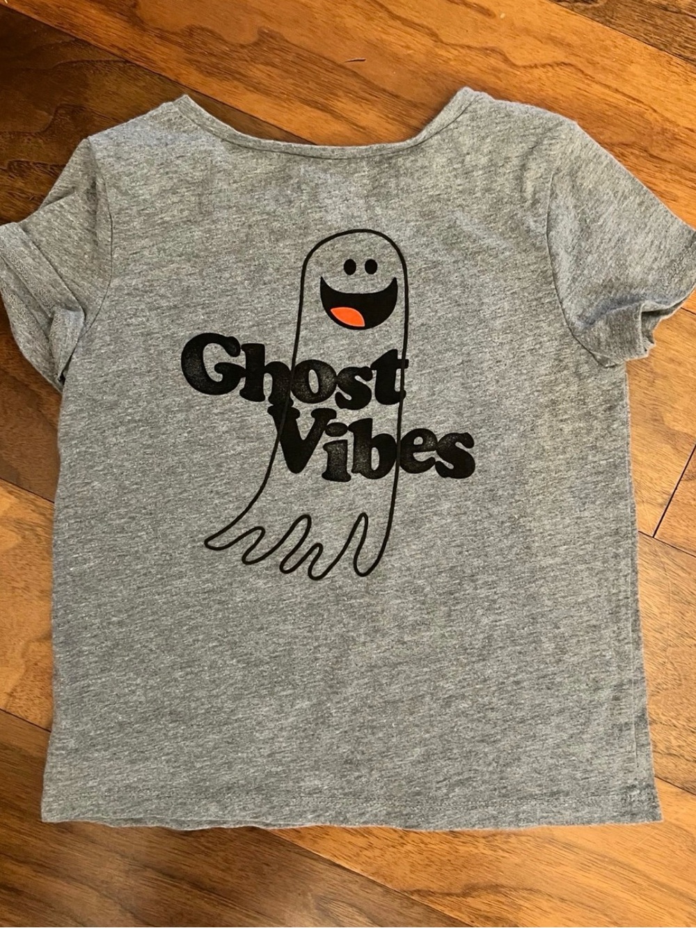 Old Navy Gray 'Ghost Vibes' Graphic Tee with Orange Accent
